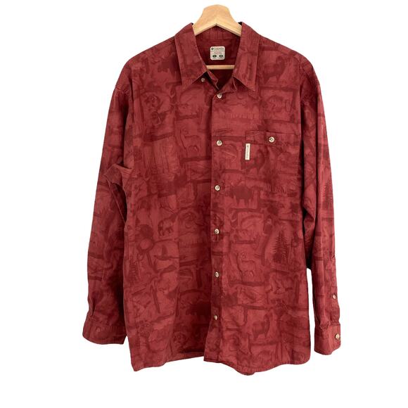 OUTDOOR CORE Columbia Cotton Button-Up Shirt – Red Utility Hunting – Men’s L - Picture 1 of 6